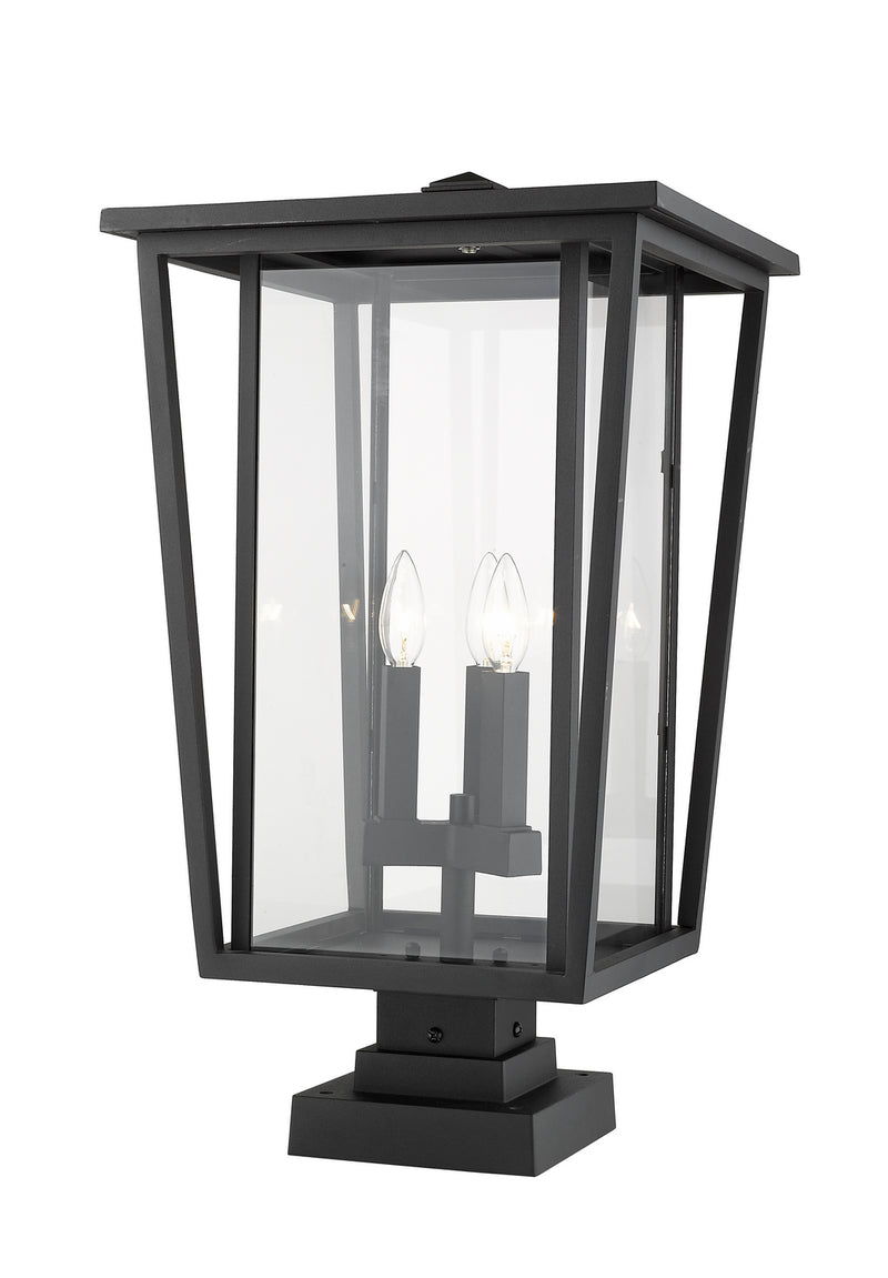 Z-Lite 571PHXLS-SQPM-BK Three Light Outdoor Pier Mounted Fixture, Black