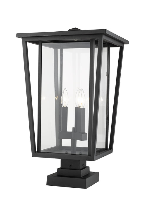 Z-Lite 571PHXLS-SQPM-BK Three Light Outdoor Pier Mounted Fixture, Black