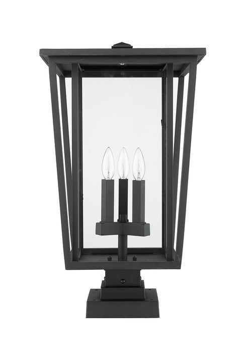 Z-Lite 571PHXLS-SQPM-BK Three Light Outdoor Pier Mounted Fixture, Black