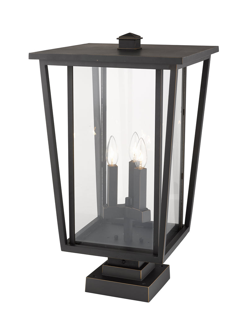 Z-Lite 571PHXLS-SQPM-ORB Three Light Outdoor Pier Mounted Fixture, Oil Rubbed Bronze
