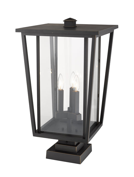 Z-Lite 571PHXLS-SQPM-ORB Three Light Outdoor Pier Mounted Fixture, Oil Rubbed Bronze