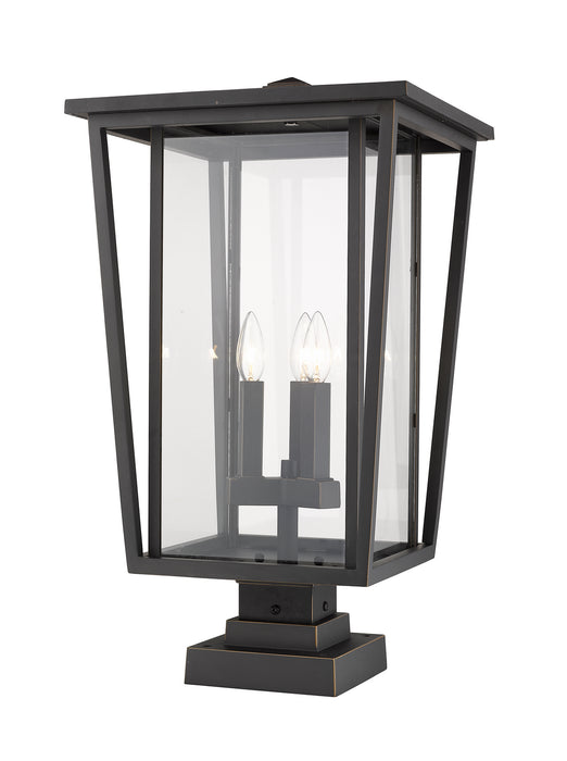 Z-Lite 571PHXLS-SQPM-ORB Three Light Outdoor Pier Mounted Fixture, Oil Rubbed Bronze