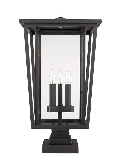 Z-Lite 571PHXLS-SQPM-ORB Three Light Outdoor Pier Mounted Fixture, Oil Rubbed Bronze