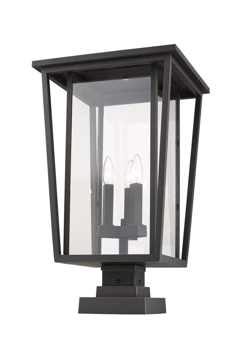 Z-Lite 571PHXLS-SQPM-ORB Three Light Outdoor Pier Mounted Fixture, Oil Rubbed Bronze