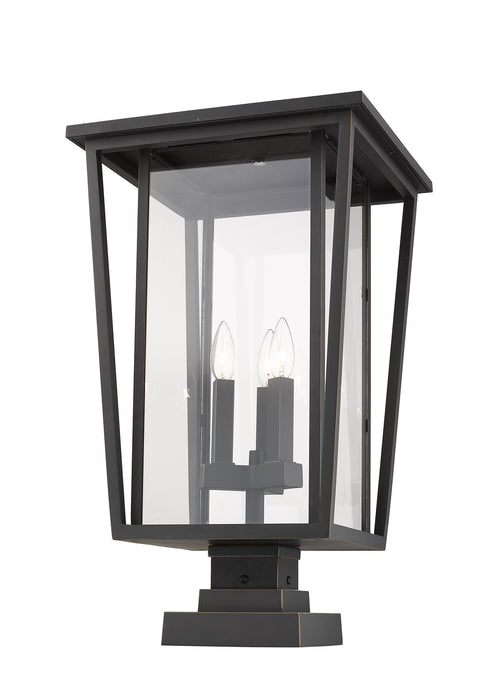 Z-Lite 571PHXLS-SQPM-ORB Three Light Outdoor Pier Mounted Fixture, Oil Rubbed Bronze