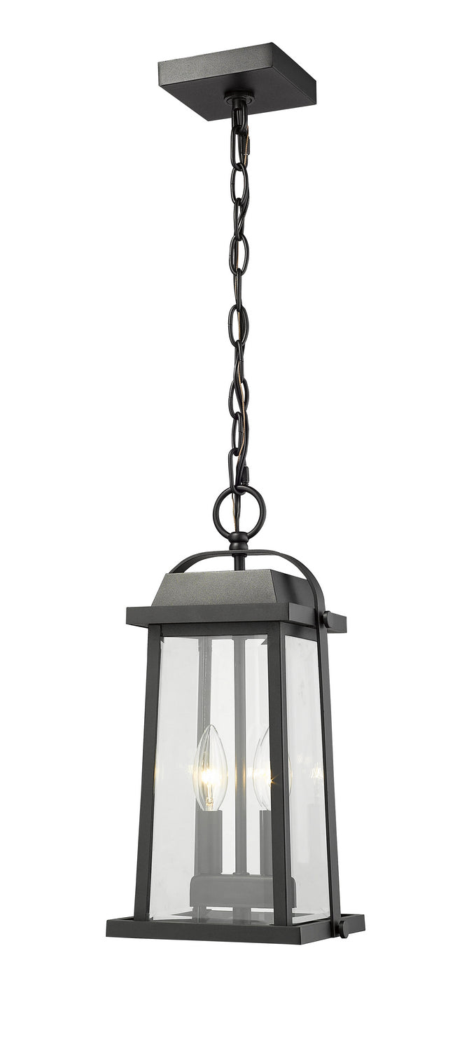 Z-Lite 574CHM-BK Two Light Outdoor Chain Mount Ceiling Fixture, Black