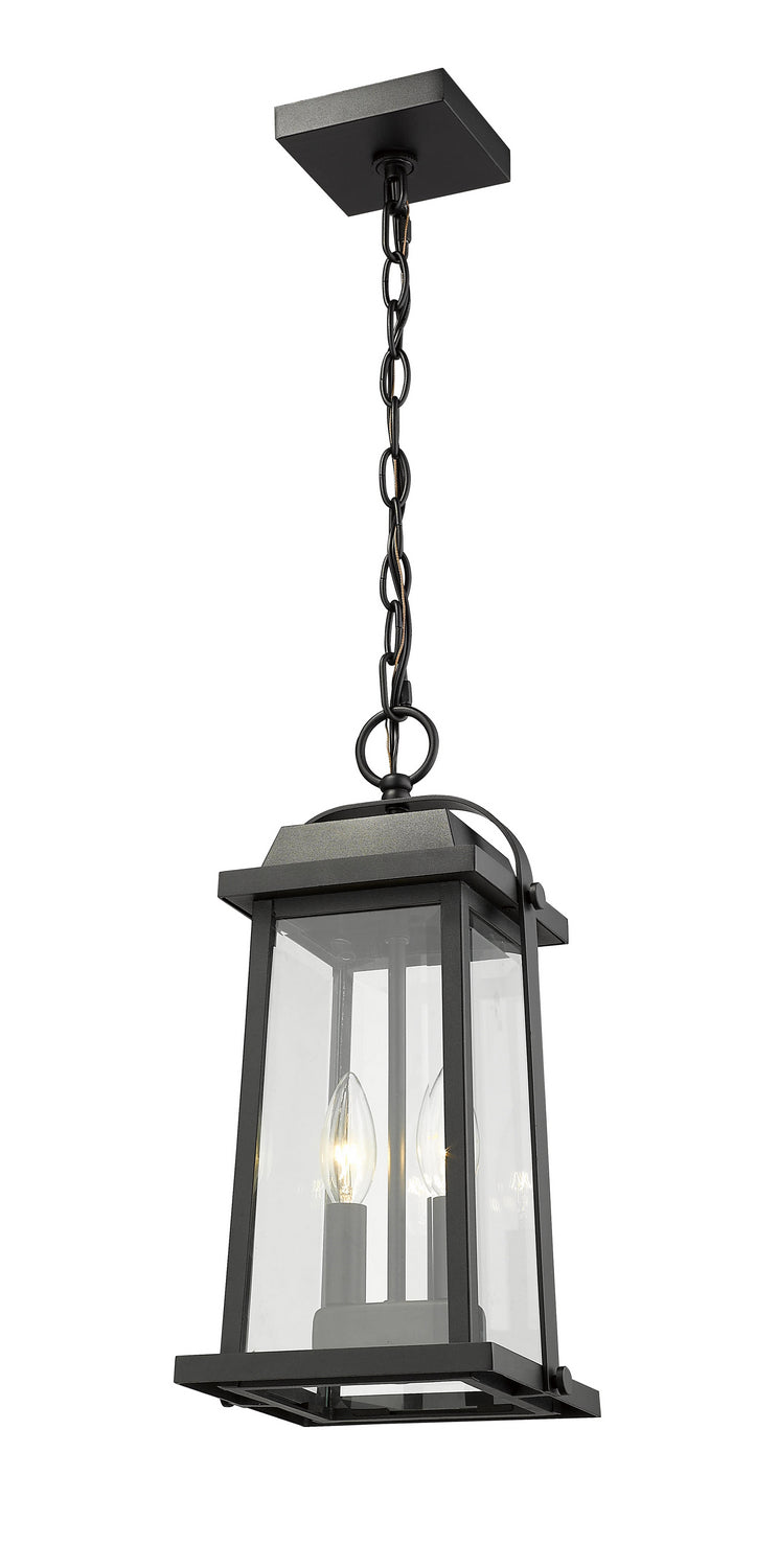 Z-Lite 574CHM-BK Two Light Outdoor Chain Mount Ceiling Fixture, Black