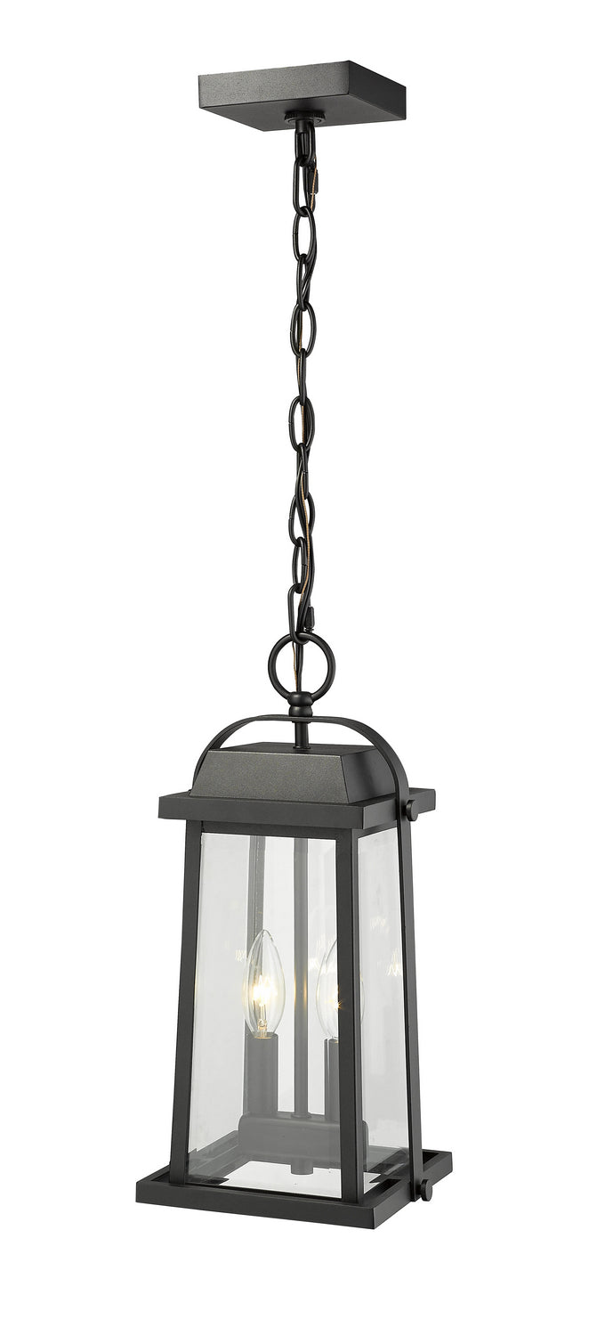 Z-Lite 574CHM-BK Two Light Outdoor Chain Mount Ceiling Fixture, Black