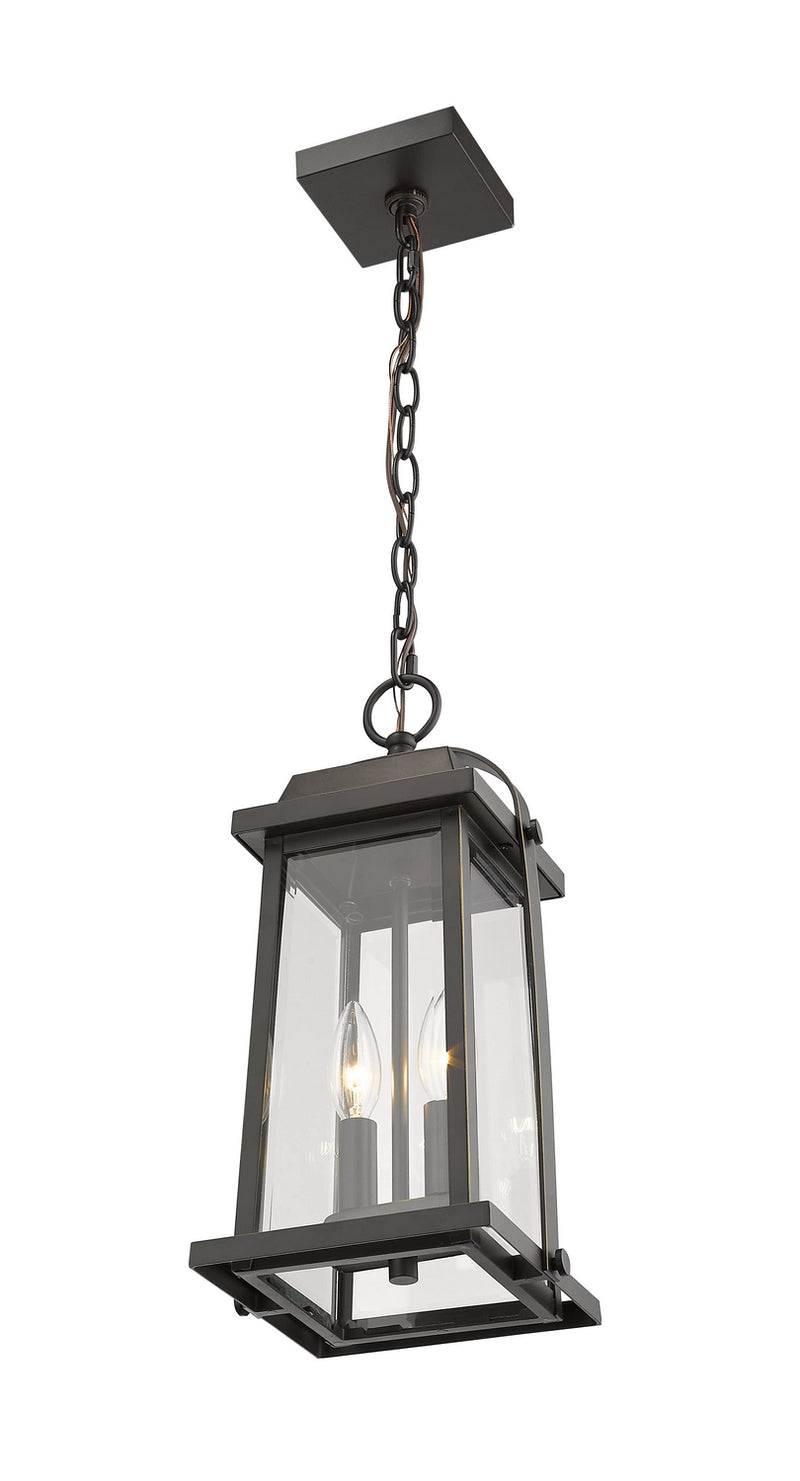 Z-Lite 574CHM-ORB Two Light Outdoor Chain Mount Ceiling Fixture, Oil Rubbed Bronze