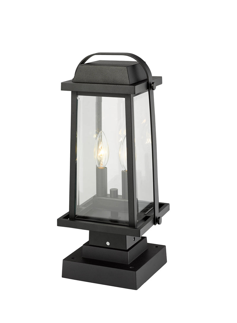 Z-Lite 574PHMS-SQPM-BK Two Light Outdoor Pier Mounted Fixture, Black