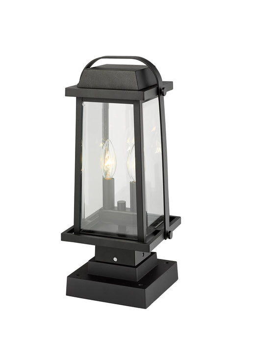 Z-Lite 574PHMS-SQPM-BK Two Light Outdoor Pier Mounted Fixture, Black