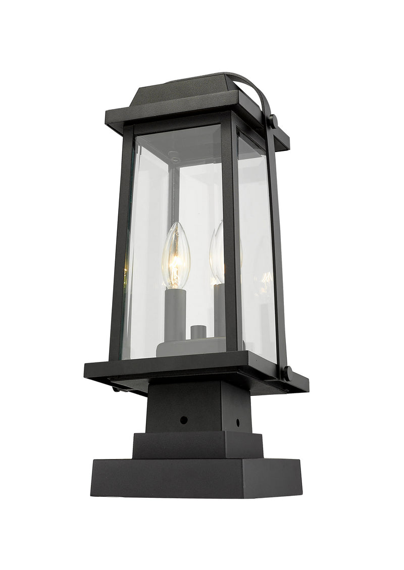 Z-Lite 574PHMS-SQPM-BK Two Light Outdoor Pier Mounted Fixture, Black