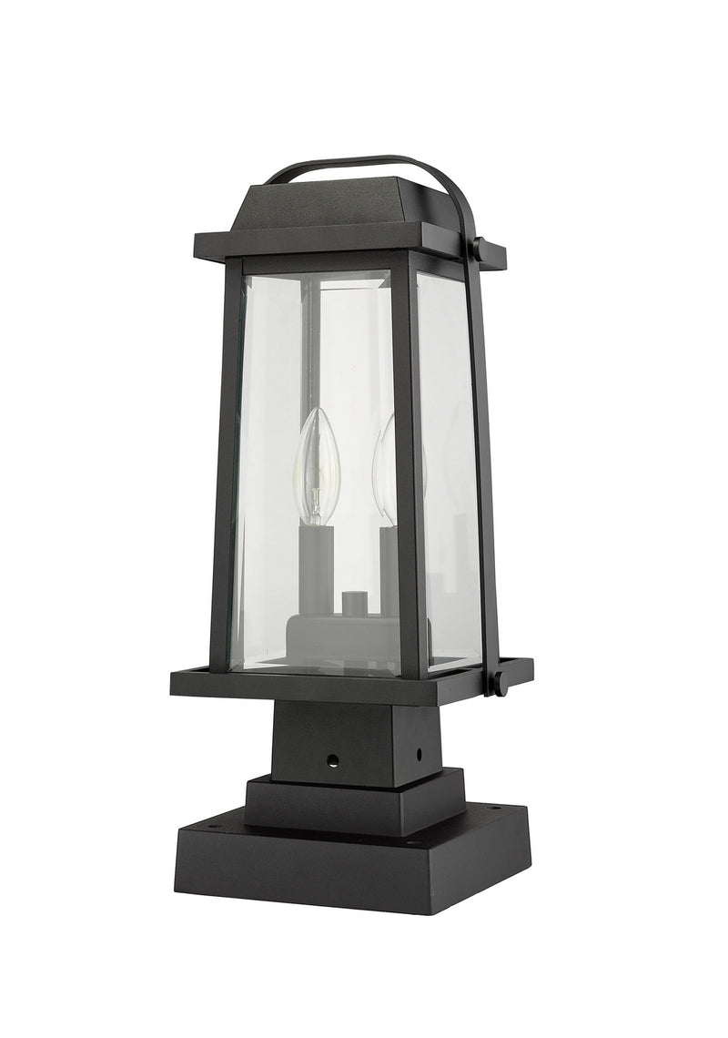 Z-Lite 574PHMS-SQPM-BK Two Light Outdoor Pier Mounted Fixture, Black