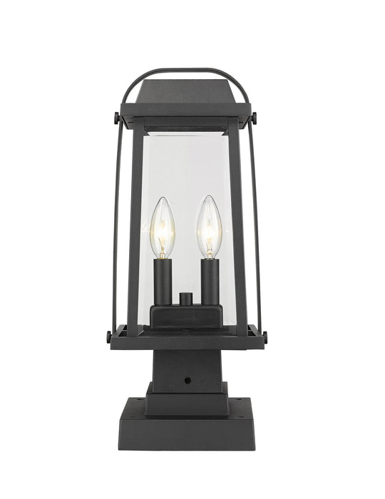 Z-Lite 574PHMS-SQPM-BK Two Light Outdoor Pier Mounted Fixture, Black