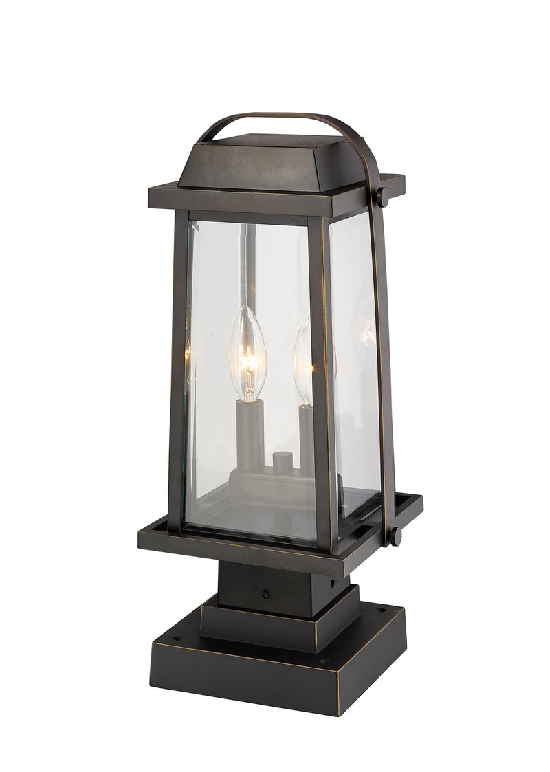 Z-Lite 574PHMS-SQPM-ORB Two Light Outdoor Pier Mounted Fixture, Oil Rubbed Bronze