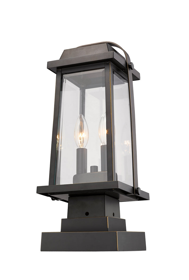 Z-Lite 574PHMS-SQPM-ORB Two Light Outdoor Pier Mounted Fixture, Oil Rubbed Bronze