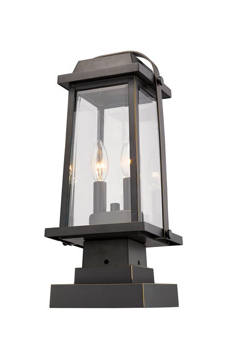 Z-Lite 574PHMS-SQPM-ORB Two Light Outdoor Pier Mounted Fixture, Oil Rubbed Bronze
