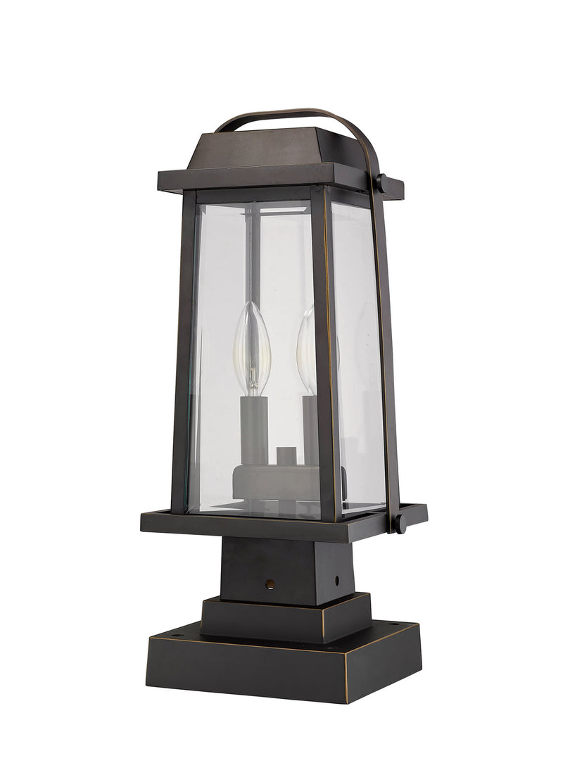 Z-Lite 574PHMS-SQPM-ORB Two Light Outdoor Pier Mounted Fixture, Oil Rubbed Bronze