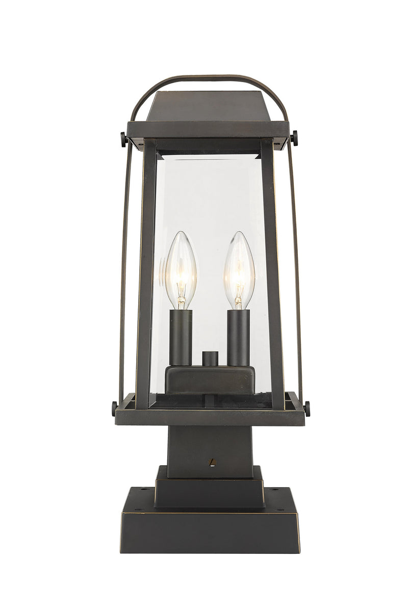 Z-Lite 574PHMS-SQPM-ORB Two Light Outdoor Pier Mounted Fixture, Oil Rubbed Bronze