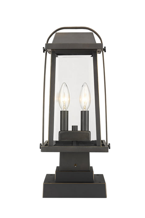 Z-Lite 574PHMS-SQPM-ORB Two Light Outdoor Pier Mounted Fixture, Oil Rubbed Bronze