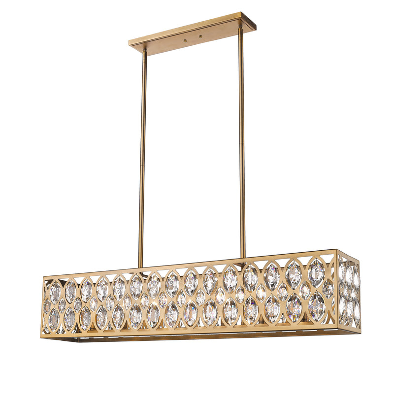 Z-Lite 6010-42HB Seven Light Linear Chandelier, Heirloom Brass