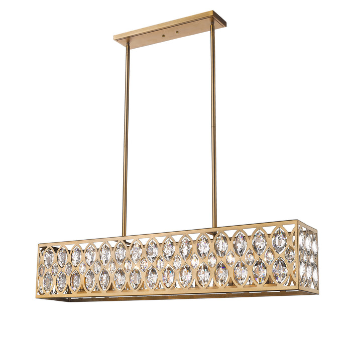 Z-Lite 6010-42HB Seven Light Linear Chandelier, Heirloom Brass