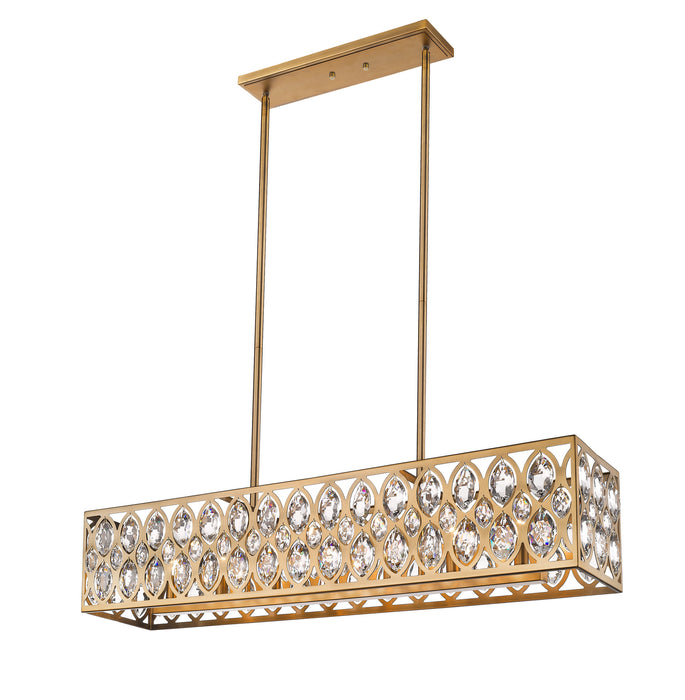 Z-Lite 6010-42HB Seven Light Linear Chandelier, Heirloom Brass