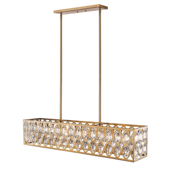 Z-Lite 6010-42HB Seven Light Linear Chandelier, Heirloom Brass