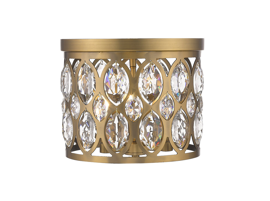 Z-Lite 6010F12HB Three Light Flush Mount, Heirloom Brass