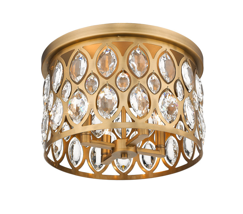 Z-Lite 6010F15HB Four Light Flush Mount, Heirloom Brass