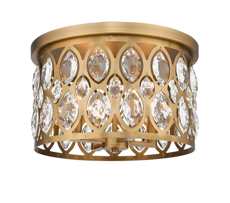 Z-Lite 6010F15HB Four Light Flush Mount, Heirloom Brass