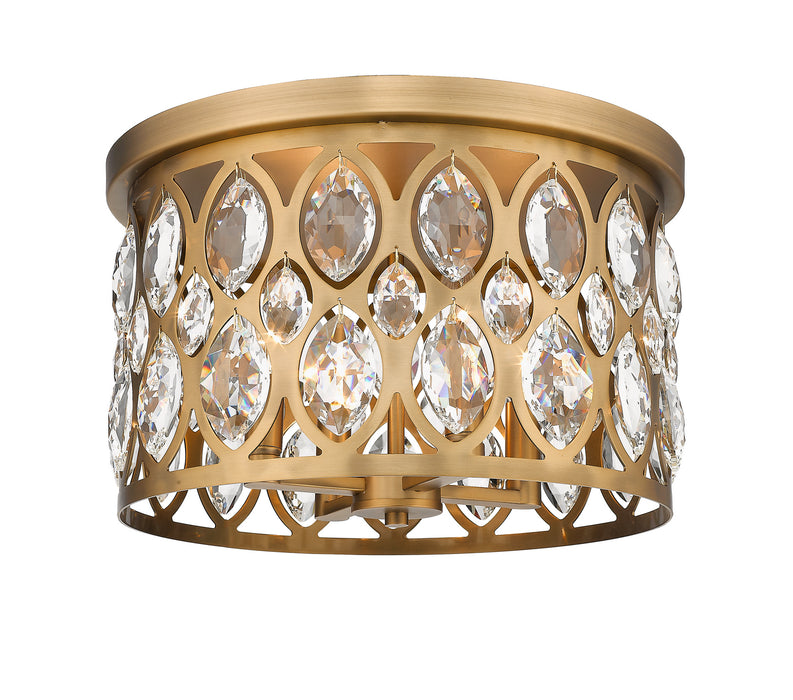 Z-Lite 6010F15HB Four Light Flush Mount, Heirloom Brass