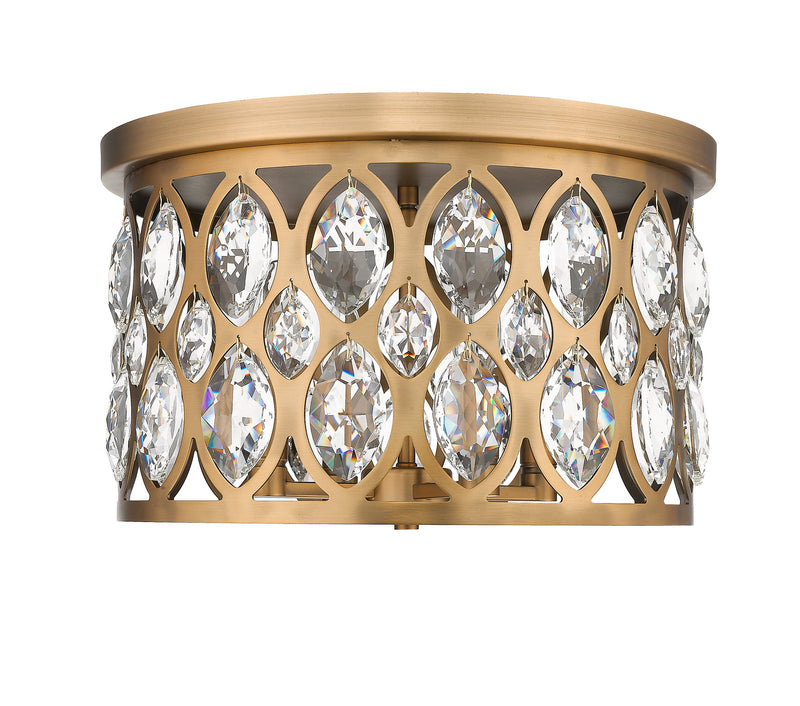 Z-Lite 6010F15HB Four Light Flush Mount, Heirloom Brass