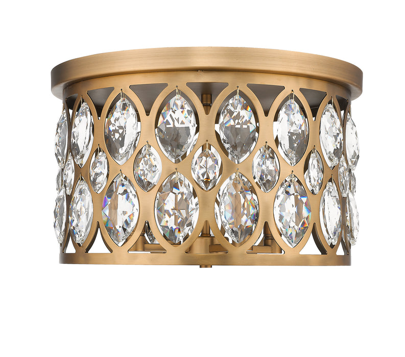 Z-Lite 6010F15HB Four Light Flush Mount, Heirloom Brass