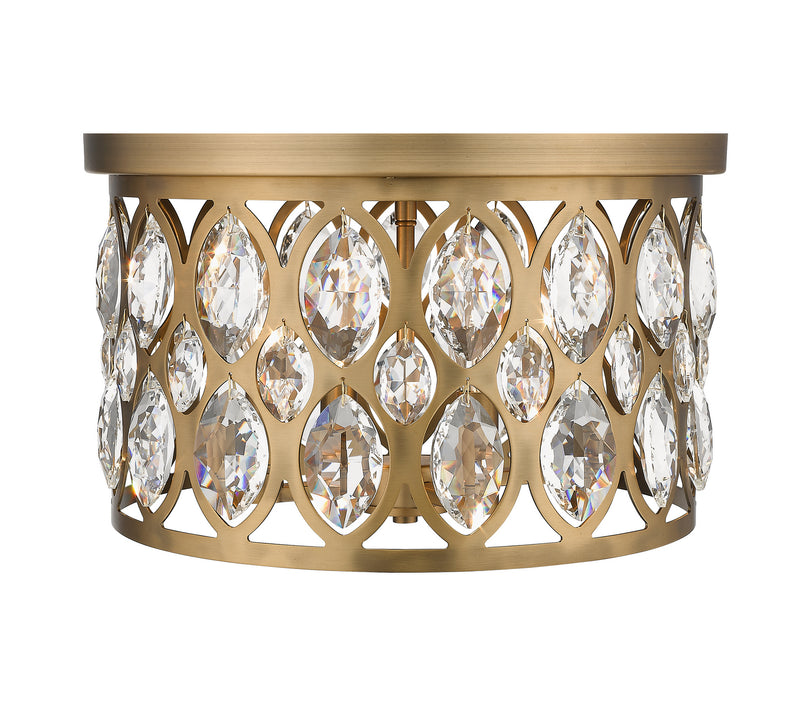Z-Lite 6010F15HB Four Light Flush Mount, Heirloom Brass