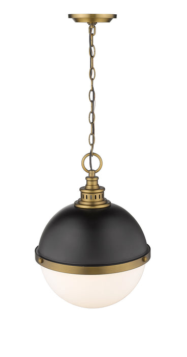 Z-Lite 619P14-MB-FB Two Light Pendant, Matte Black + Factory Bronze