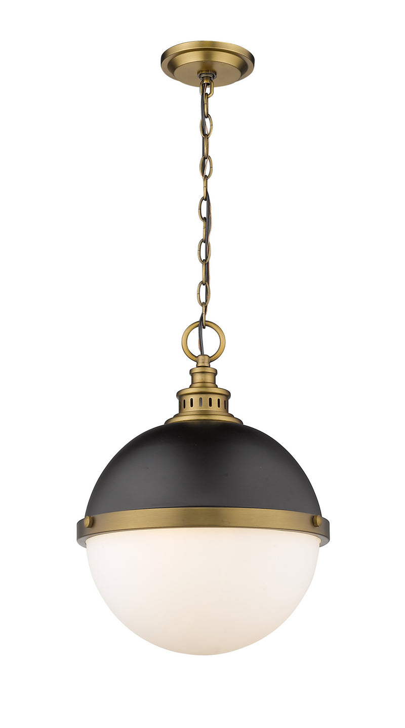 Z-Lite 619P14-MB-FB Two Light Pendant, Matte Black + Factory Bronze