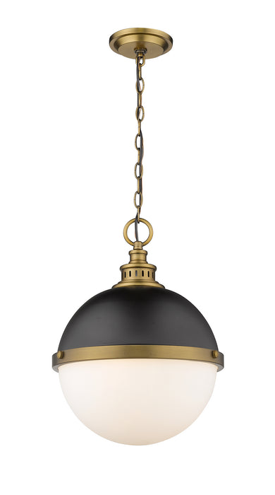 Z-Lite 619P14-MB-FB Two Light Pendant, Matte Black + Factory Bronze