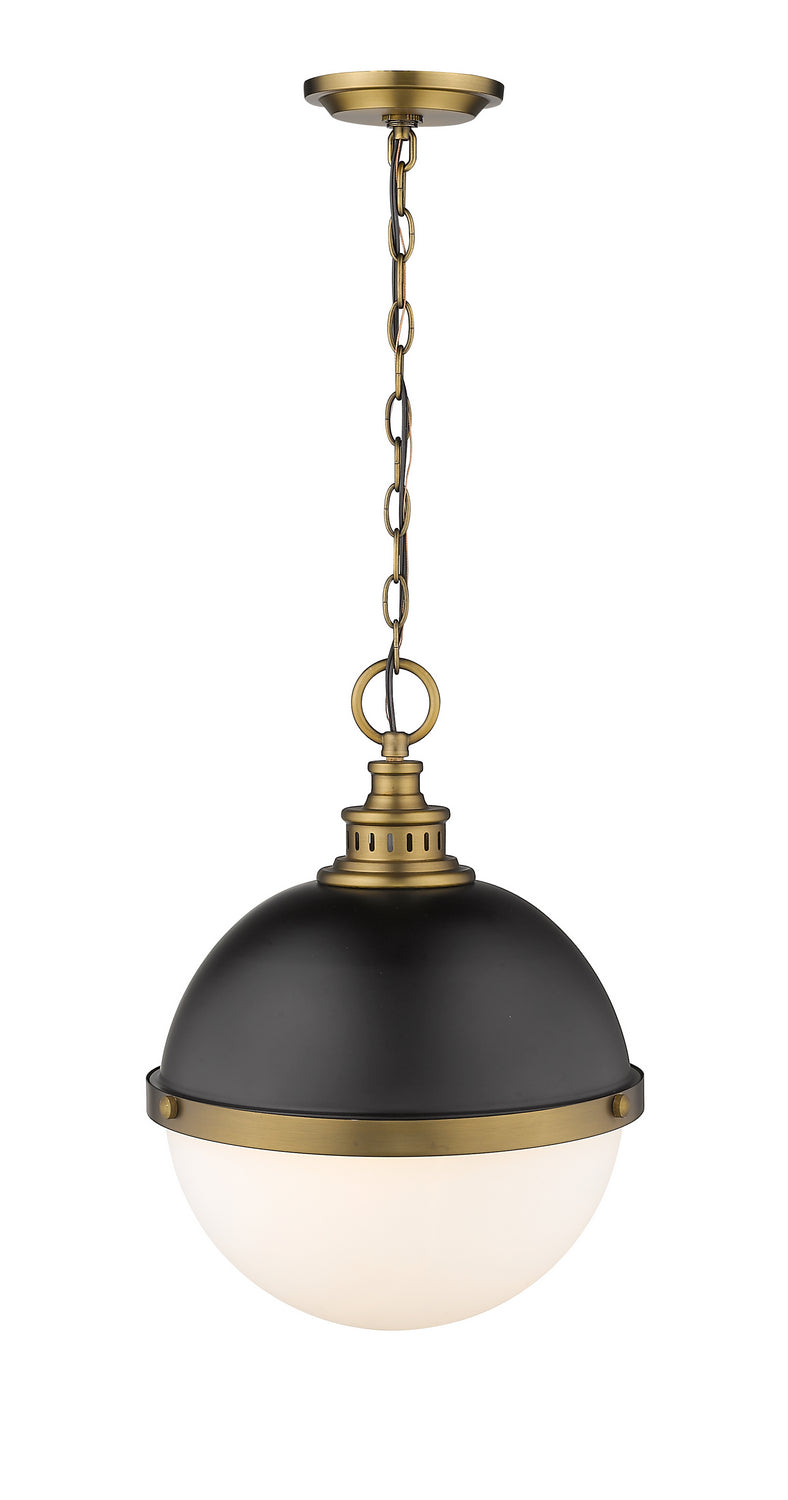 Z-Lite 619P14-MB-FB Two Light Pendant, Matte Black + Factory Bronze