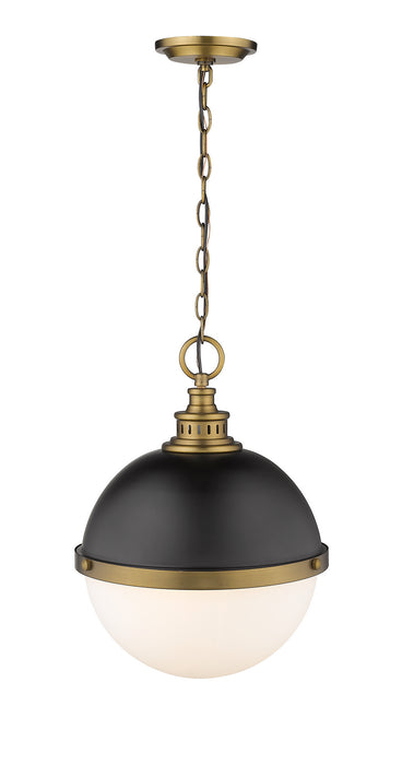 Z-Lite 619P14-MB-FB Two Light Pendant, Matte Black + Factory Bronze