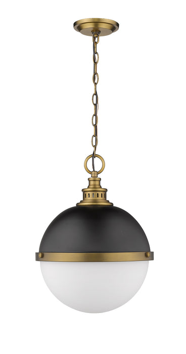 Z-Lite 619P14-MB-FB Two Light Pendant, Matte Black + Factory Bronze