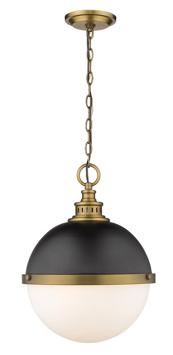 Z-Lite 619P14-MB-FB Two Light Pendant, Matte Black + Factory Bronze