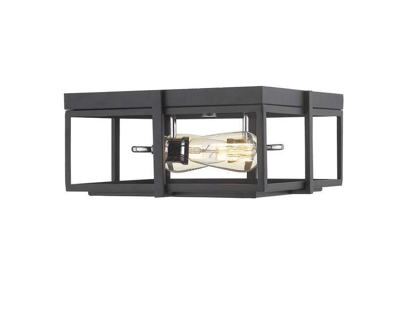 Z-Lite 724F13-MB+CH Two Light Flush Mount, Matte Black + Chrome