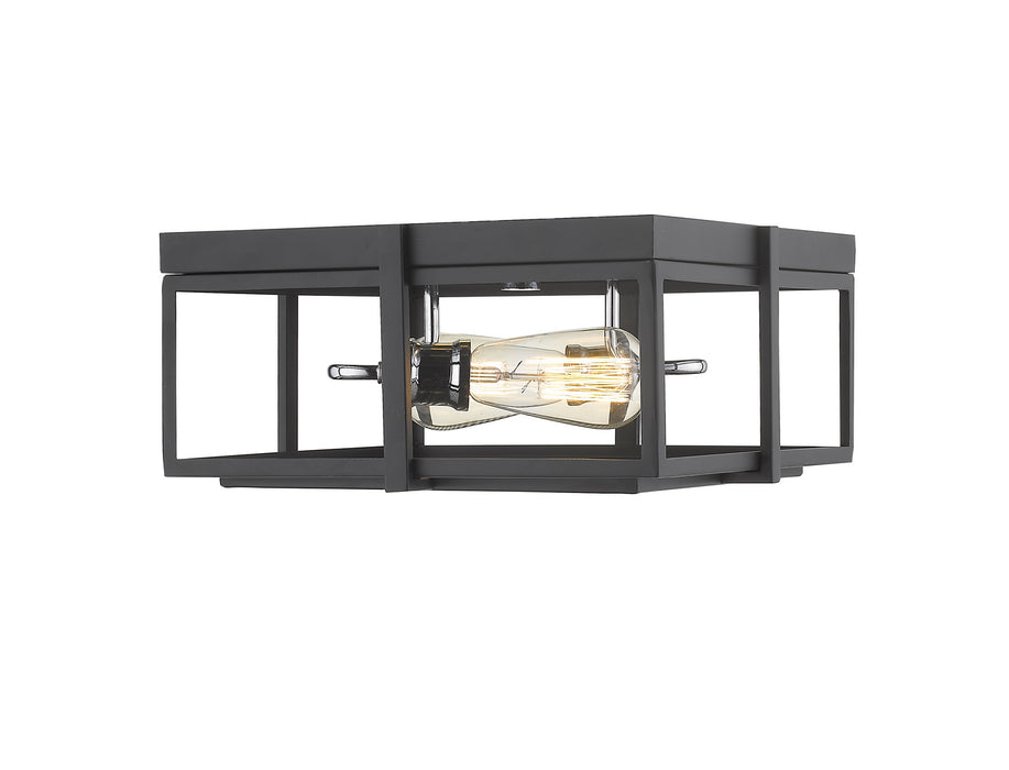 Z-Lite 724F13-MB+CH Two Light Flush Mount, Matte Black + Chrome