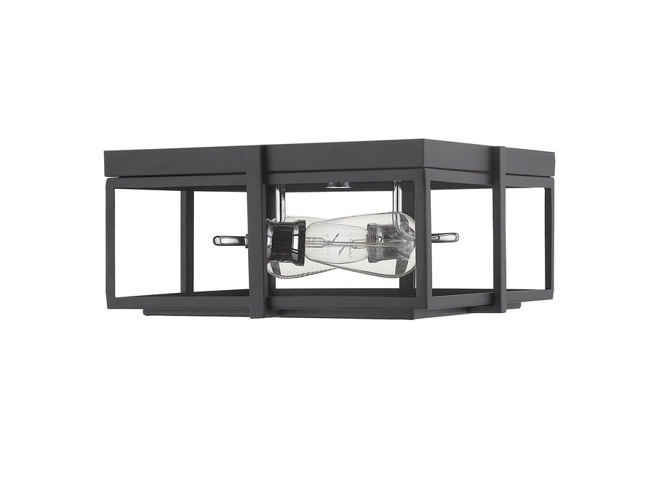 Z-Lite 724F13-MB+CH Two Light Flush Mount, Matte Black + Chrome