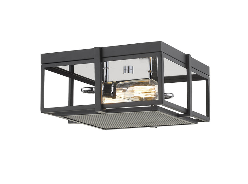 Z-Lite 724F13-MB+CH Two Light Flush Mount, Matte Black + Chrome