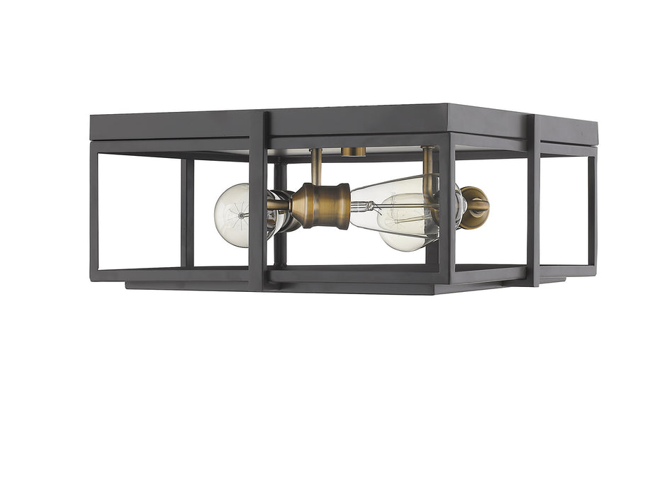 Z-Lite 724F15-BRZ+HBR Three Light Flush Mount, Bronze + Heritage Brass