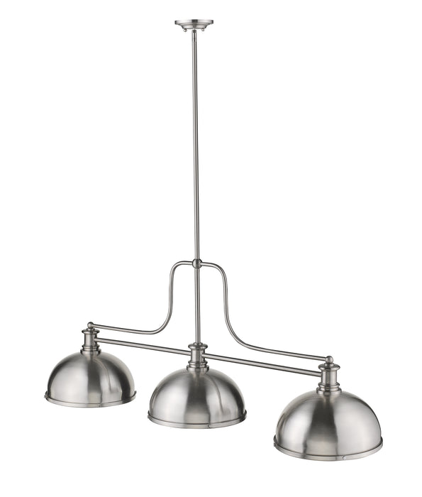 Z-Lite 725-3BN-D12BN Three Light Billiard, Brushed Nickel