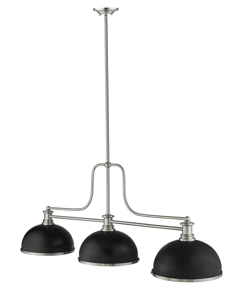 Z-Lite 725-3BN-D12MB+BN Three Light Billiard, Brushed Nickel