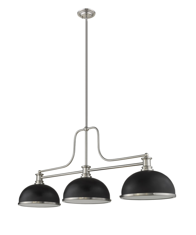 Z-Lite 725-3BN-D12MB+BN Three Light Billiard, Brushed Nickel